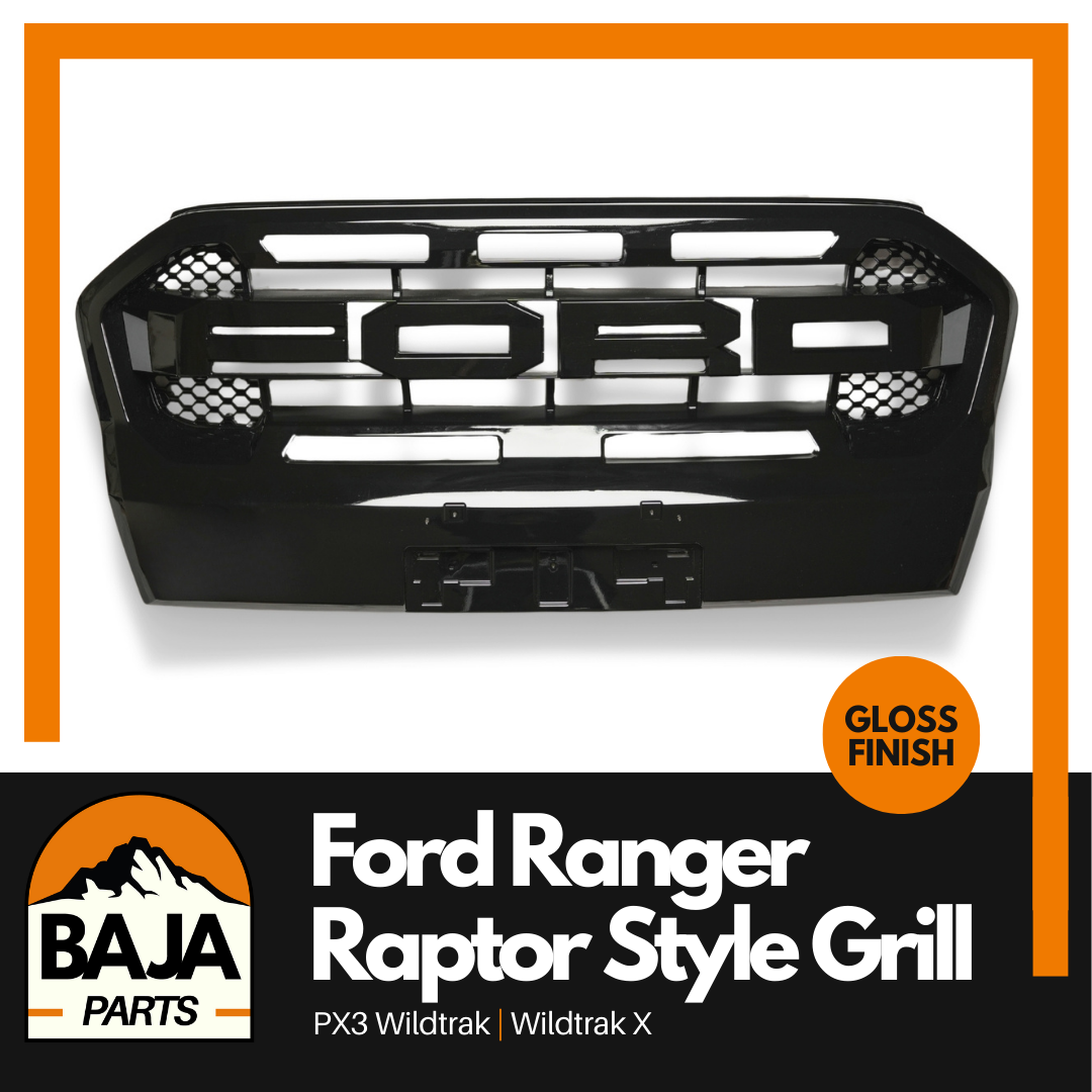 Ford Ranger Raptor Style Grill (GLOSS BLACK) PX3 2018-2021 Wildtrak Wildtrak X