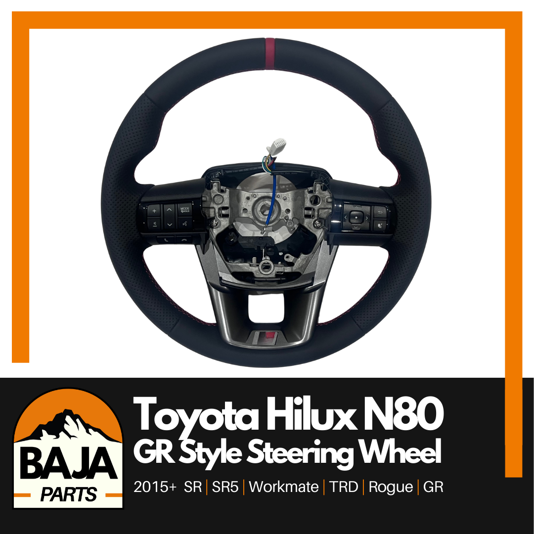 GR Style Steering Wheel for Toyota Hilux N80 2015+ SR SR5 (RED STITCHING)