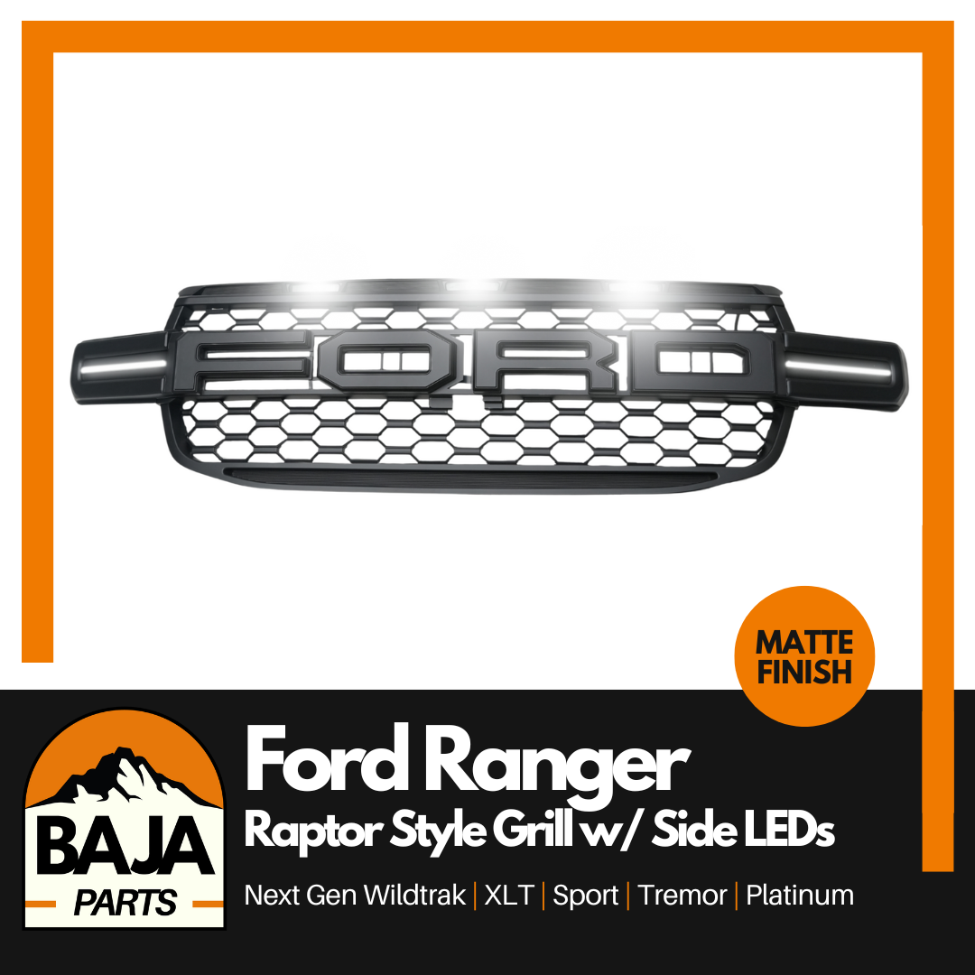 Ford Ranger Next Gen Raptor Style Grille w/ side LED's (MATTE BLACK)