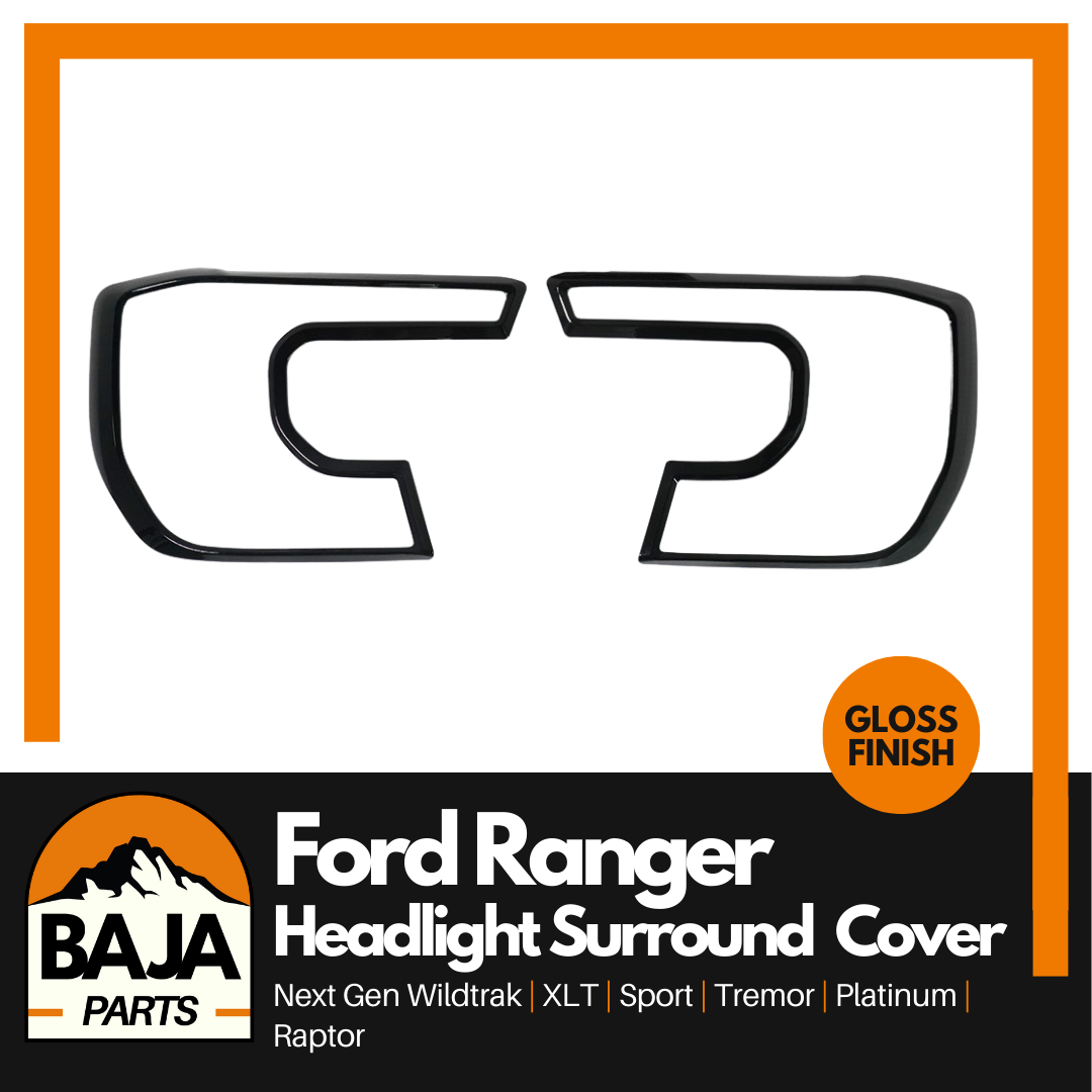 Ford Ranger Next Gen Headlight Surround Trim Protectors (GLOSS BLACK)