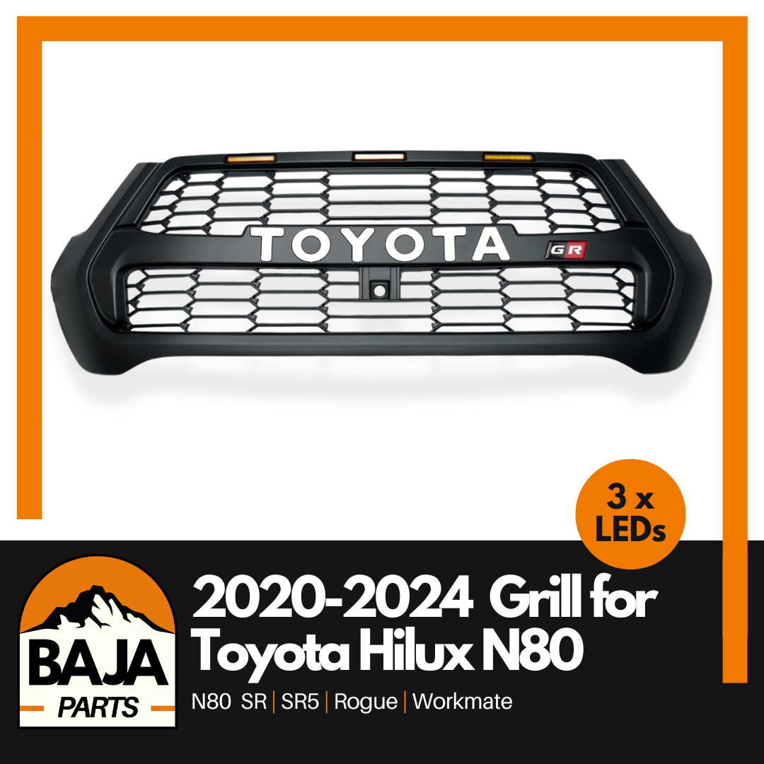 GR Style Front Grill with LED's for Toyota Hilux N80 2020-2024 (MATTE BLACK)
