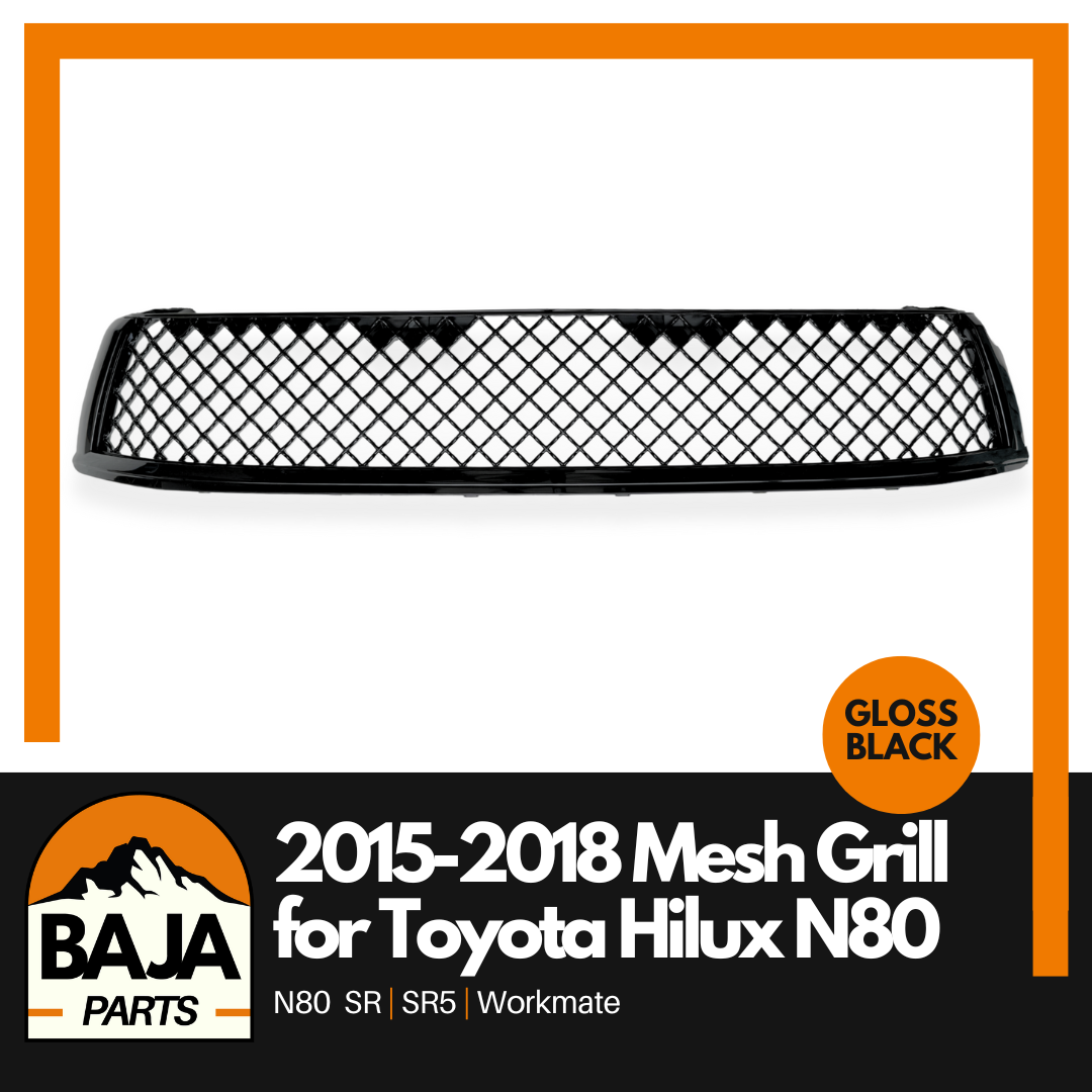 Gloss Black Mesh Front Grill for Toyota Hilux N80 2015-2018