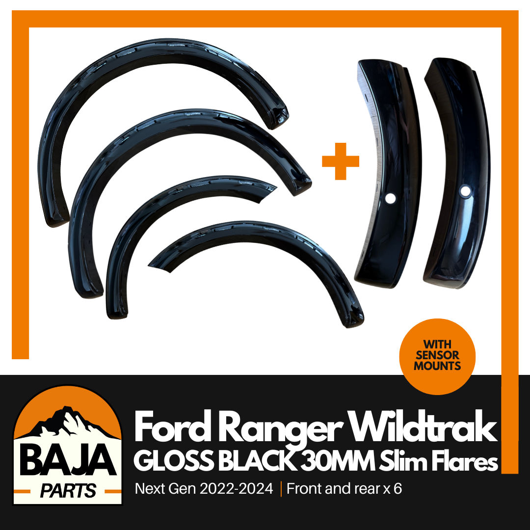 Ford Ranger Wildtrak Next Gen Gloss Black Slimline Fender Flares 2022-2024